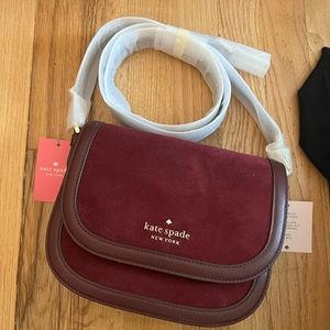 NWT Burgundy/leather combo Kate Spade crossbody bag with front flip